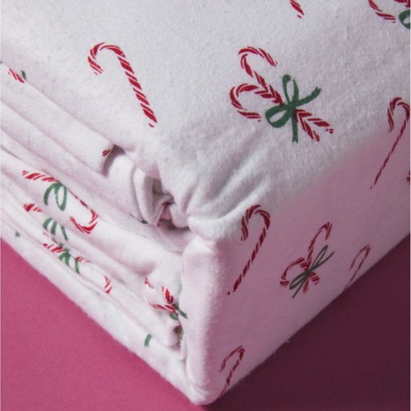 Martha Stewart Christmas Candy Cane Cotton Flannel TWIN SIZE Sheets Set - Picture 1 of 2